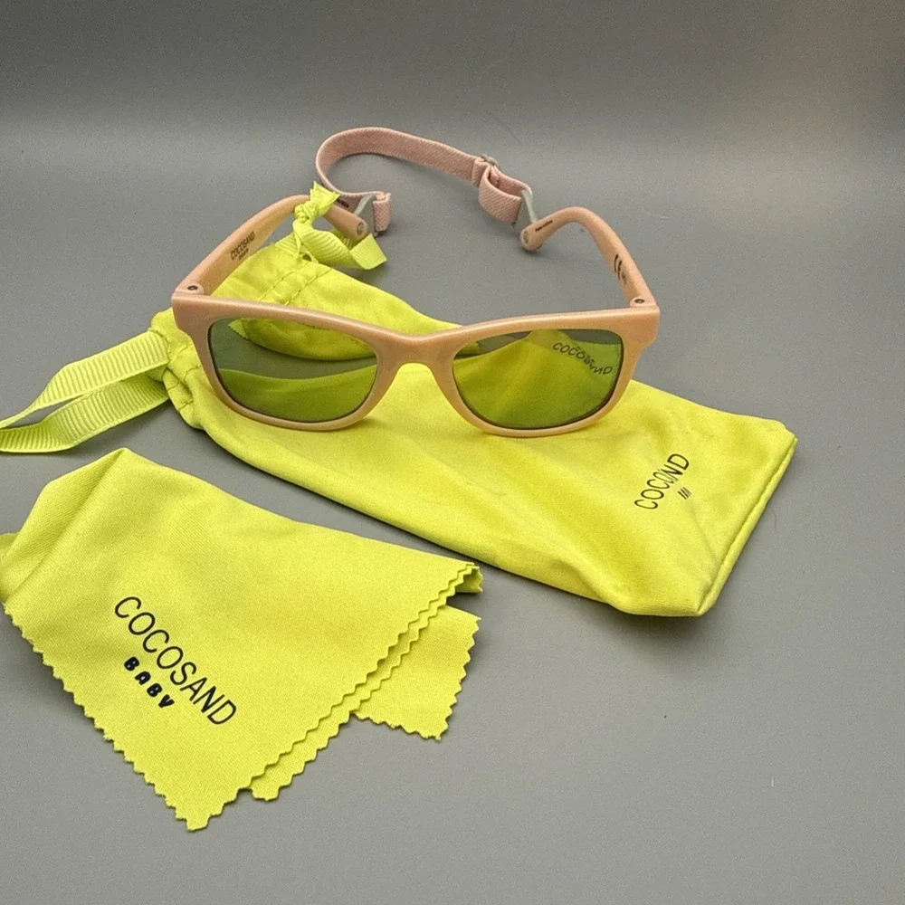 COCOSAND Baby Sunglasses with Strap  Pink frame includes Travel Case And Cloth